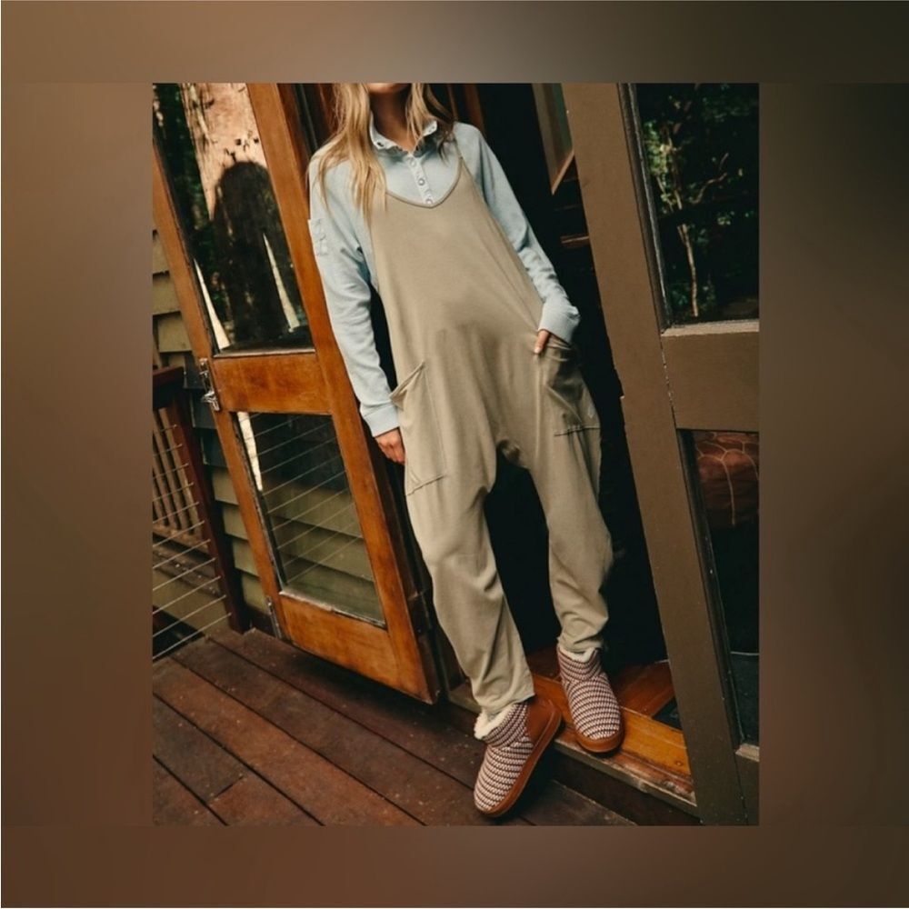 NWT Free People FP Movement Hot Shot Onesie - sage stone army